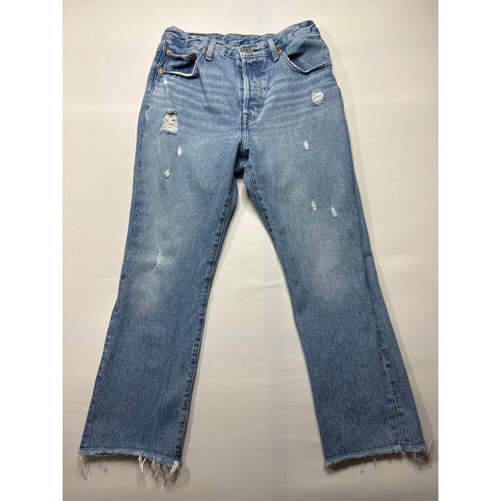 Levi's 501 Women's Straight Leg Crop Blue Jeans - Size 28x26 (28x25.5)